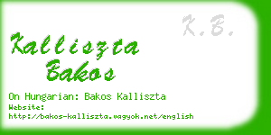kalliszta bakos business card